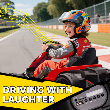 24V Electric Go Kart with Drift Mode, Adjustable Seat, Red