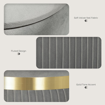 Round Pouffe Storage Footstool with Hidden Space, Light Grey