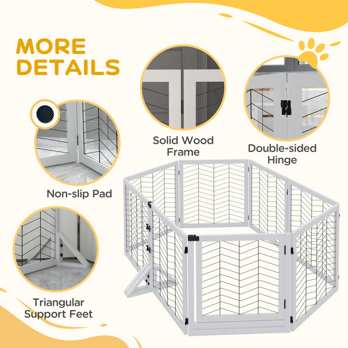 8 Panels Freestanding Dog Barrier for S and M Dogs - White