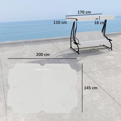 Waterproof Garden Swing Canopy Replacement 3 Seater, Light Grey