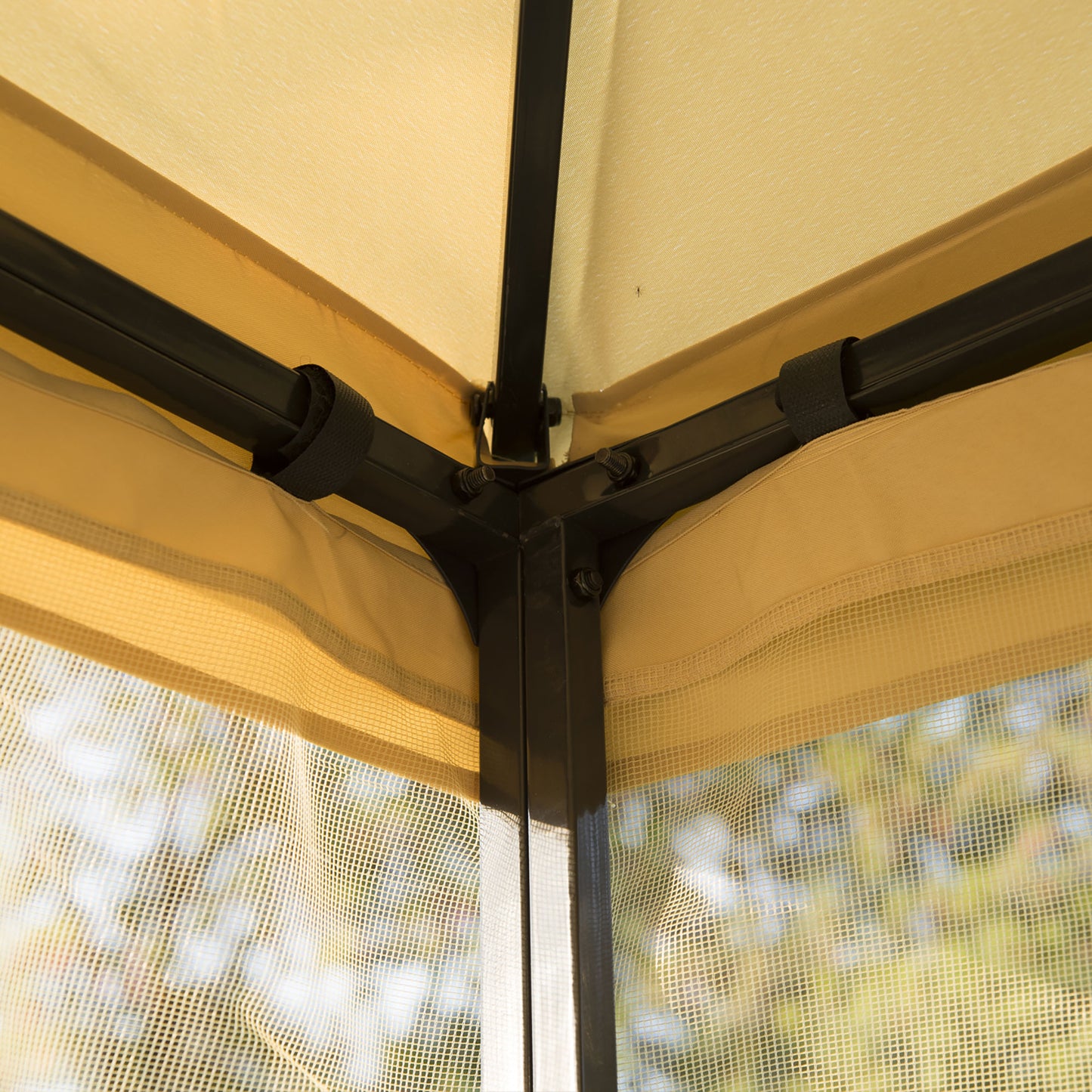 Outsunny 3(m) x 3(m) Garden Gazebo, Double Roof Outdoor Gazebo Canopy Shelter with Netting, Solid Steel Frame, for Garden, Lawn, Backyard, and Deck