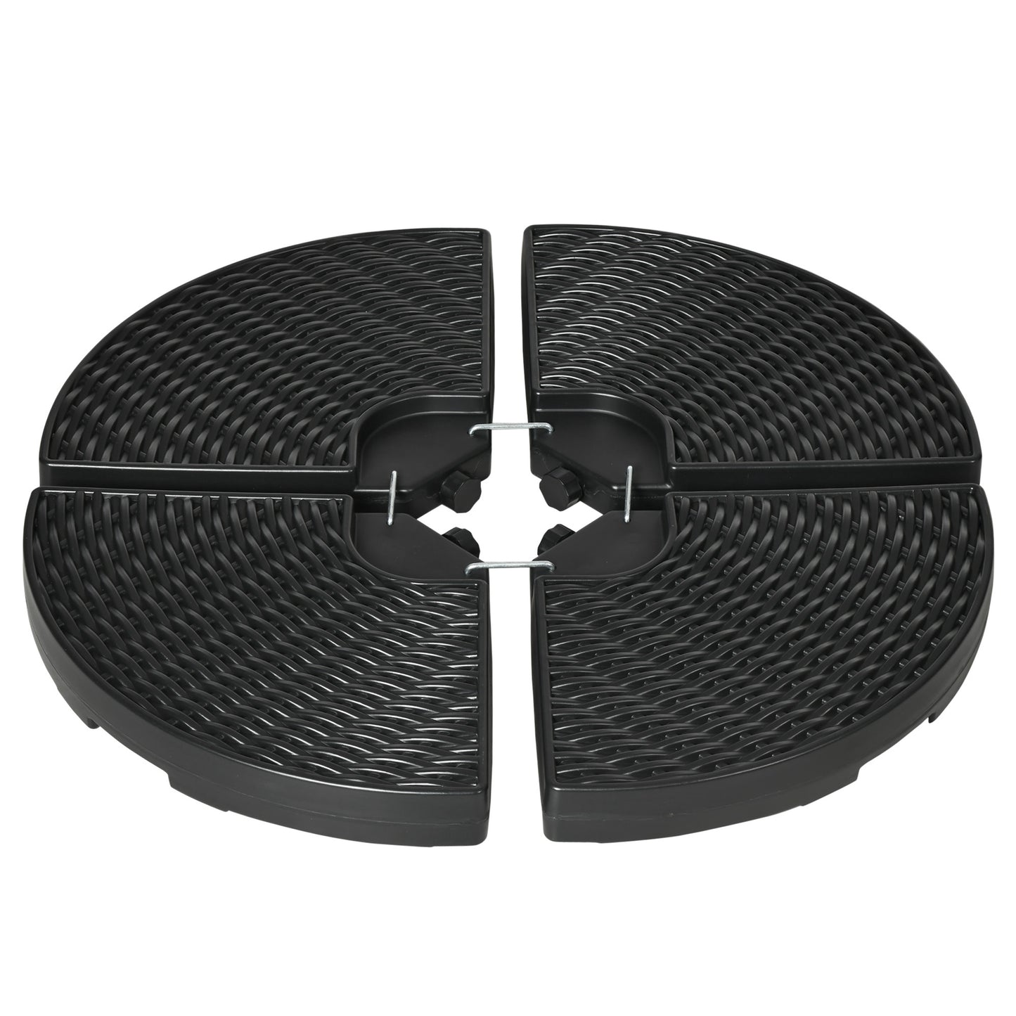 4PCs Parasol Bases, Patio Umbrella Weights for Parasol, Wicker Effect HDPE Water and Sand Filled Base with Built-in Handles