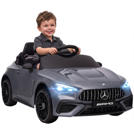 Kids Electric Car Licensed Mercedes AMG, 12V Ride On Car, Grey