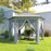 3x4m Hexagon Gazebo w/ Mesh Curtains Outdoor Garden, Dark Grey