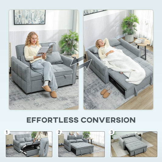 2 Seater Sofa Bed, 3-in-1 Sleeper Sofa with Adjustable Backrest