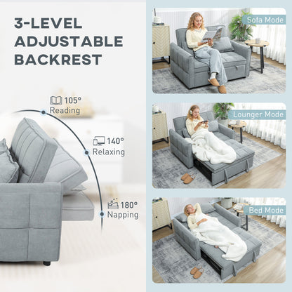 2 Seater Sofa Bed, 3-in-1 Sleeper Sofa with Adjustable Backrest