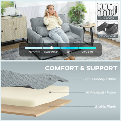 2 Seater Sofa Bed, 3-in-1 Sleeper Sofa with Adjustable Backrest
