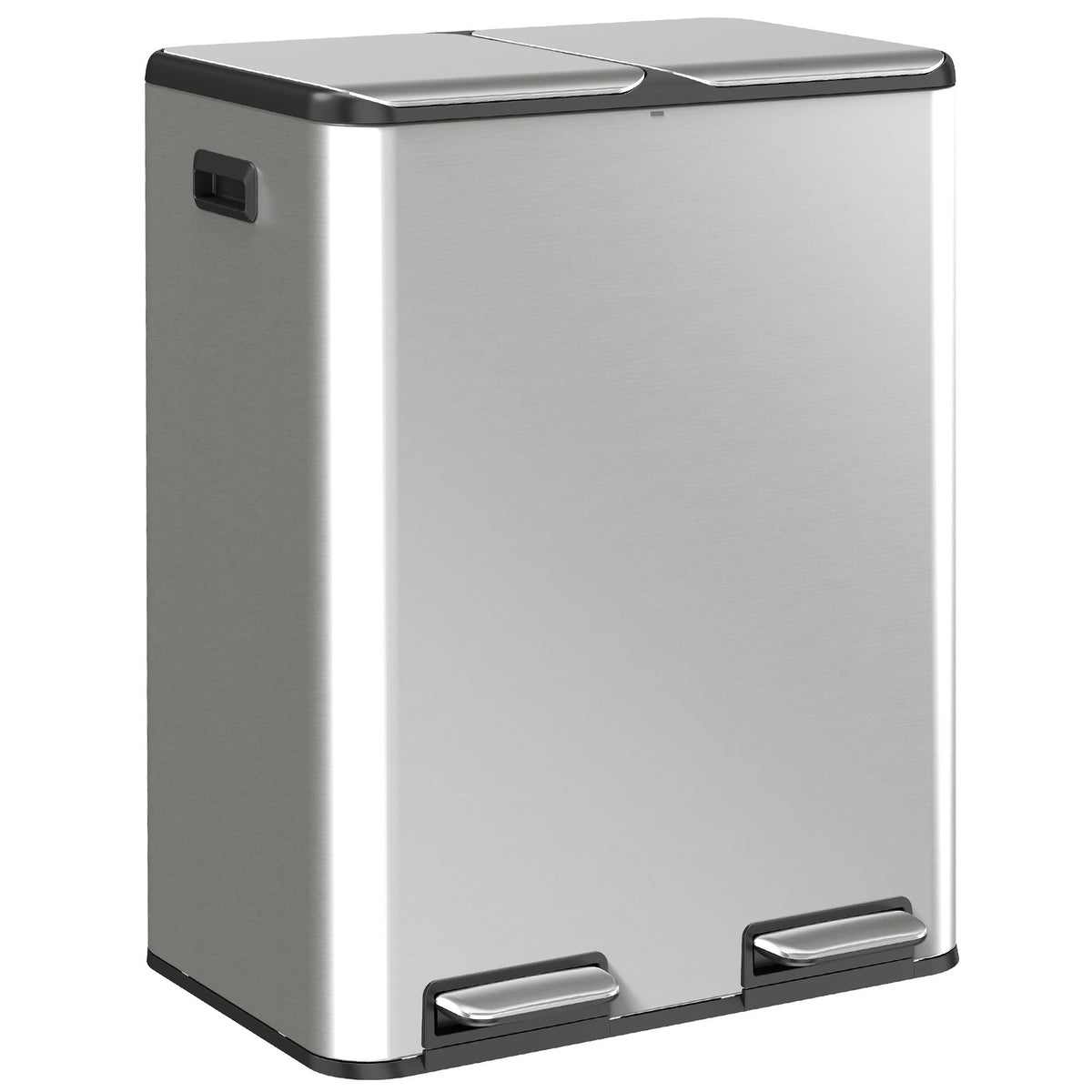 2x30L Kitchen Bin, Stainless Steel Recycling Bin, Silver Tone