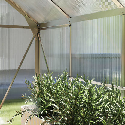 6x8ft Walk-In Polycarbonate Greenhouse Plant Grow Galvanised Aluminium