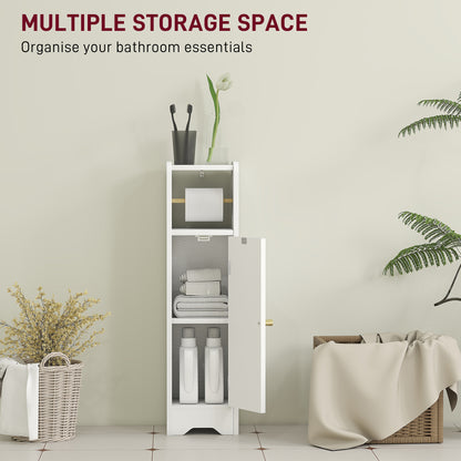 Toilet Roll Holder Slim Bathroom Cabinet with Adjustable Shelf White