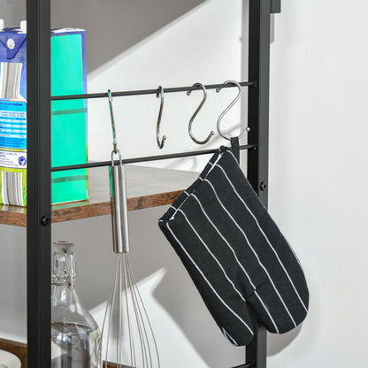 4-Tier Baker's Rack with Storage, Microwave Stand with 4 Hooks