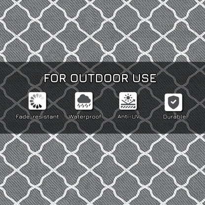Reversible Waterproof Outdoor Rug W/ Carry Bag, 182 x 274 cm, Grey