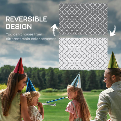 Reversible Waterproof Outdoor Rug W/ Carry Bag, 182 x 274 cm, Grey