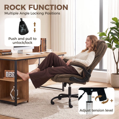 Office Chair, Computer Desk Chair with Flip-up Armrest, Brown