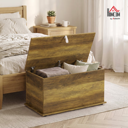 Storage Chest with Safety Hinged Lid, 102L Storage Box, Brown