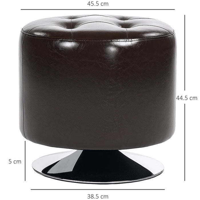 360° Swivel Foot Stool PU Footstool with Thick Padding Brown