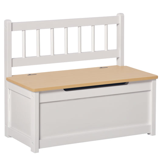 2 In 1 Wooden Toy Box, Seat Bench Storage Chest w/ Pneumatic Rod