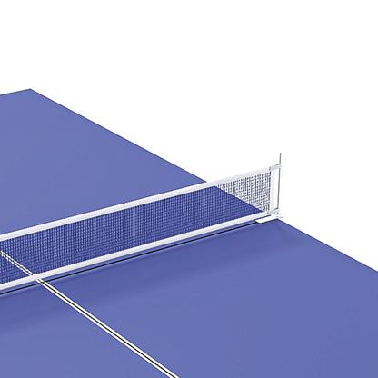 9 ft Folding Ping Pong Table Top for Billiard Tables, Regulation Sized Foldable Table Tennis Conversion Top with Net Set, Foam Padding, Net Storage Bag, Blue