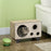 Radio Shape Cat Scratching Board with Catnip, Natural Wood Finish