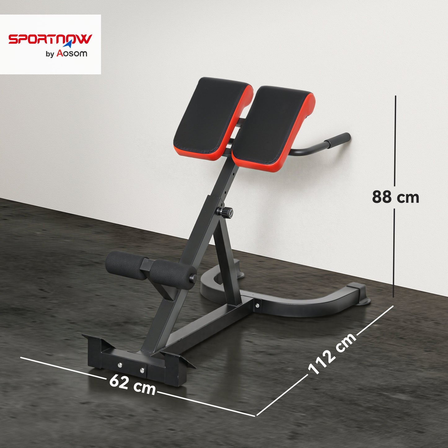 SPORTOW 45-Degree Hyperextension Roman Chair, 5-Level Adjustable Height Back Extension Bench for Glute, Hamstring & Ab Workouts, Multi-Function Heavy-Duty Home Gym Equipment