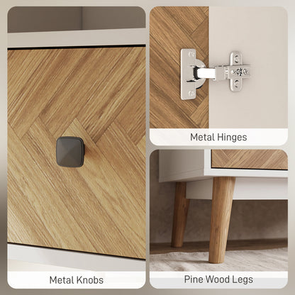 Cabinet Wood-Effect Sticker Surface with 2 Storage Shelves, White
