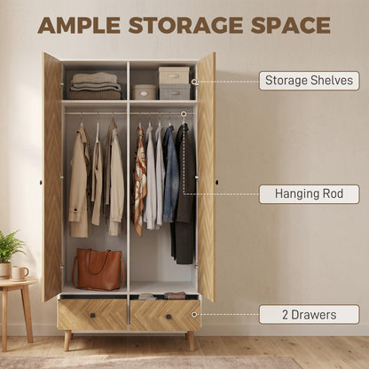 Cabinet Wood-Effect Sticker Surface with 2 Storage Shelves, White