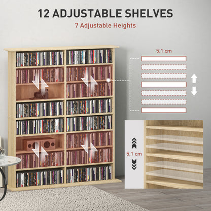 CD Storage Unit DVD Tower Blu-ray Storage Shelf for Office, Natural