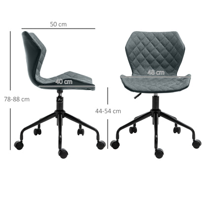 Home Office Swivel Desk Chair Nylon Wheels Adjustable Height Linen Grey