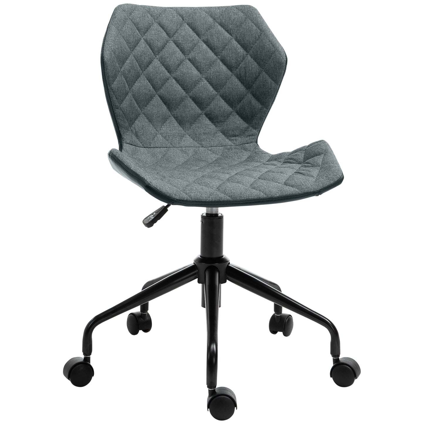 Home Office Swivel Desk Chair Nylon Wheels Adjustable Height Linen Grey