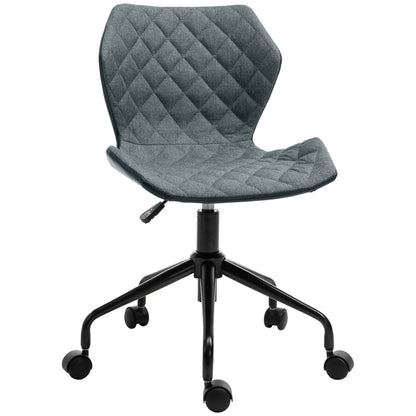 Home Office Swivel Desk Chair Nylon Wheels Adjustable Height Linen Grey