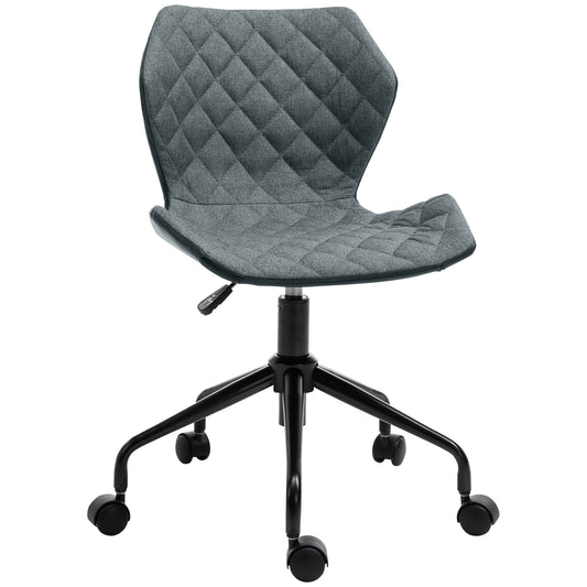 Home Office Swivel Desk Chair Nylon Wheels Adjustable Height Linen Grey