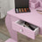 ZONEKIZ Kids Vanity Table with Mirror and Stool, Cat Design, Drawer, Storage Boxes, for 3-6 Years Old - Pink