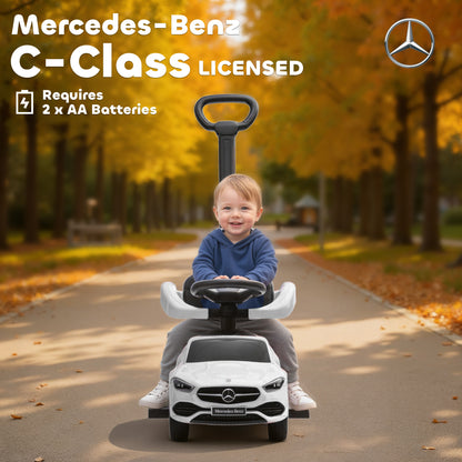 2 in 1 Baby Ride on Push Car Mercedes-Benz C-Class Licensed, White