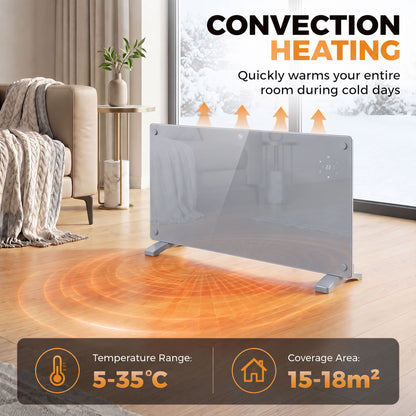 1500W Electric Space Heater Radiator Wifi Smart App, Grey