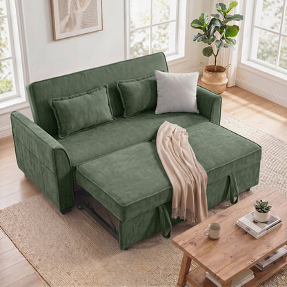 Sofa Bed, 4-in-1 Convertible Pull Out Sleeper Sofa, Dark Green