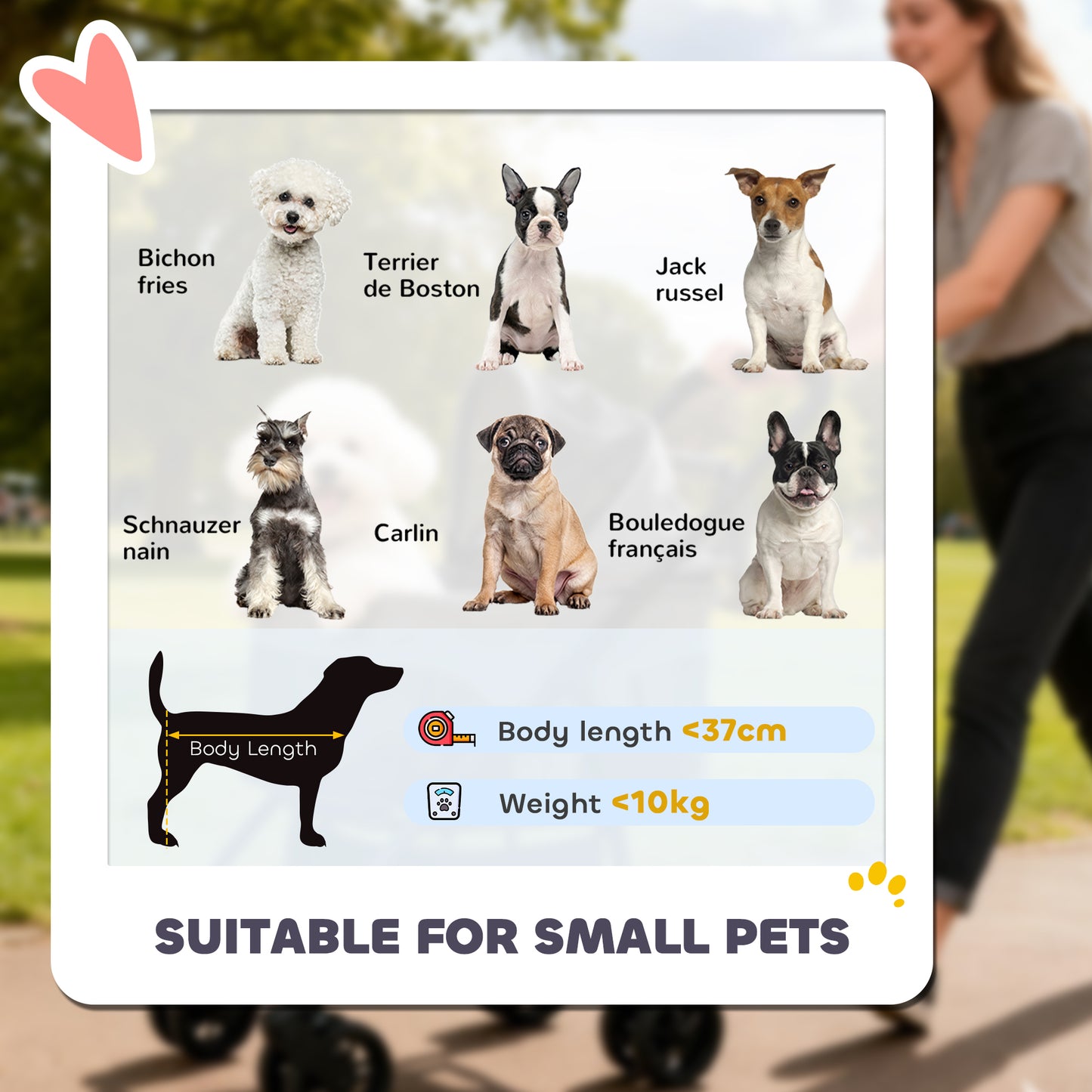 Foldable Pet Stroller, Dog Cat Stroller with Detachable Carrier