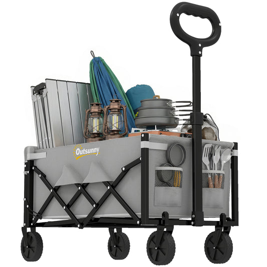 60L Festival Trolley on Wheels, Collapsible Wagon Cart, Grey