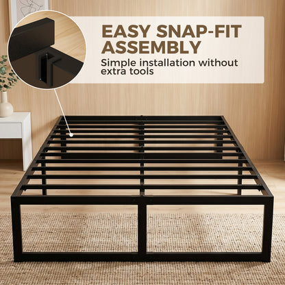 4ft Small Bed Frame with Underbed Storage, Noise-Free, Black