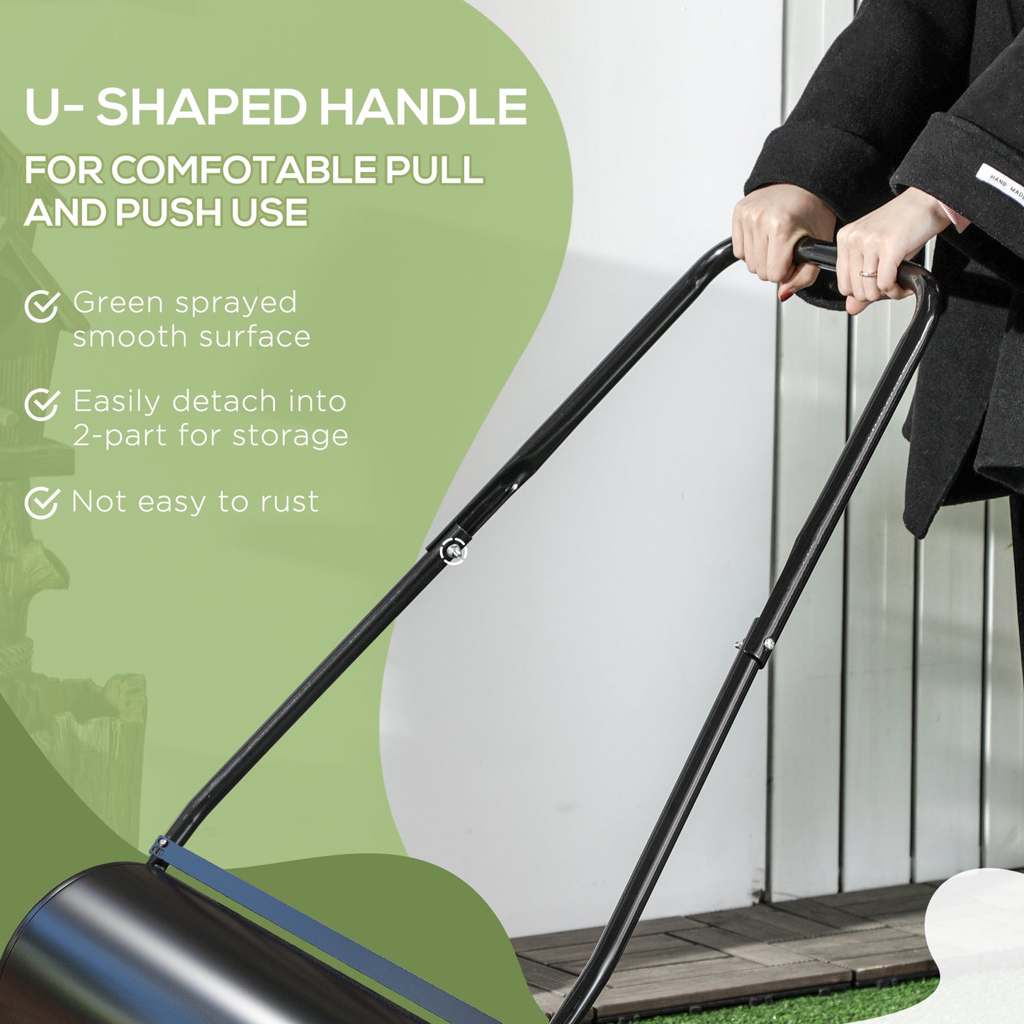 Garden Lawn Roller 38L Steel Push Grass Mower Water Sand Filled