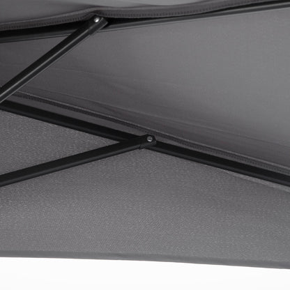 3 m Half Round Umbrella Parasol-Grey Polyester/Aluminum