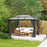 3 x 3.6m Hardtop Gazebo with UV Resistant Polycarbonate Roof and Aluminium Frame, Garden Pavilion with Mosquito Netting and Curtains