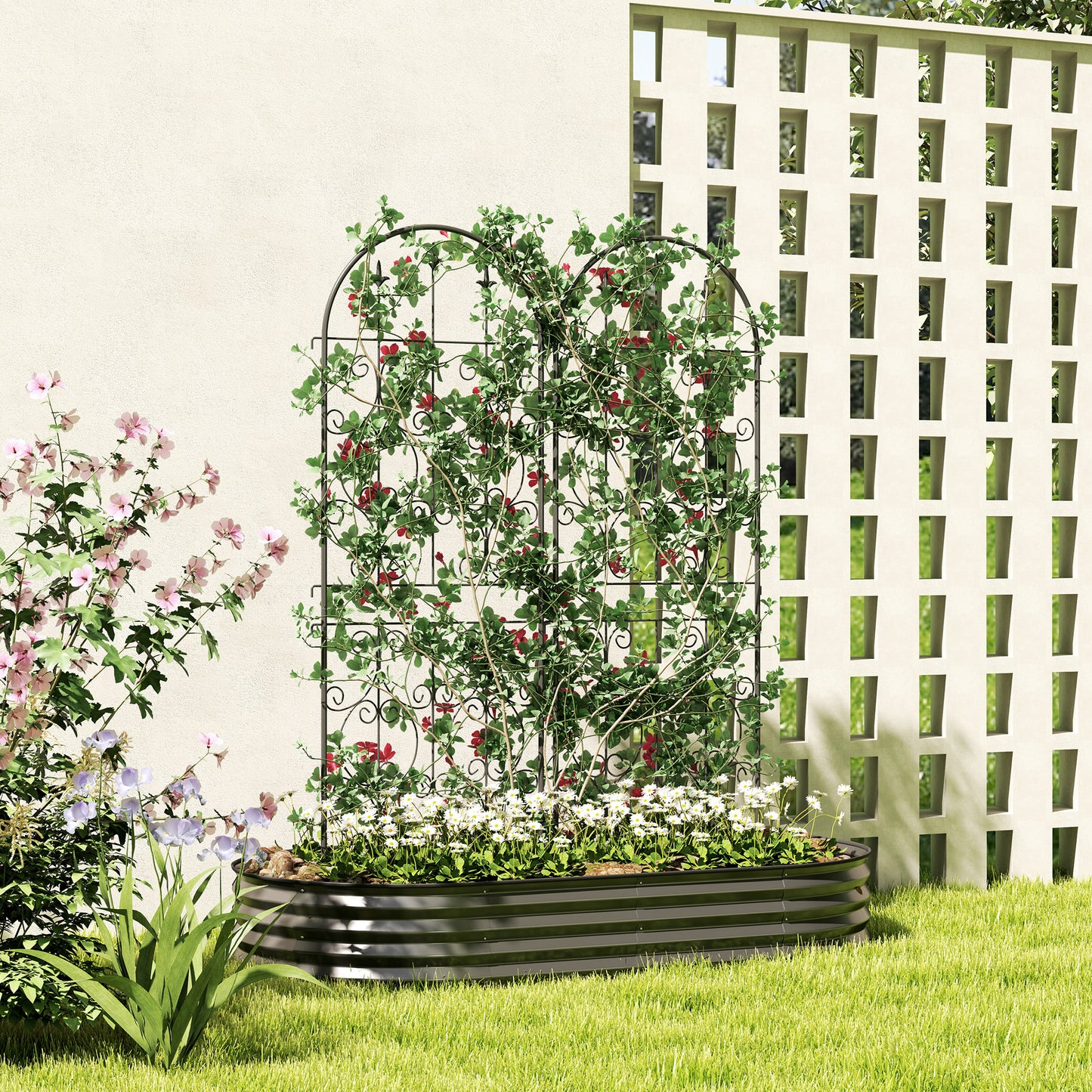 Set of 2 Metal Garden Trellis, Outdoor Trellis Panels, 150 x 50 cm