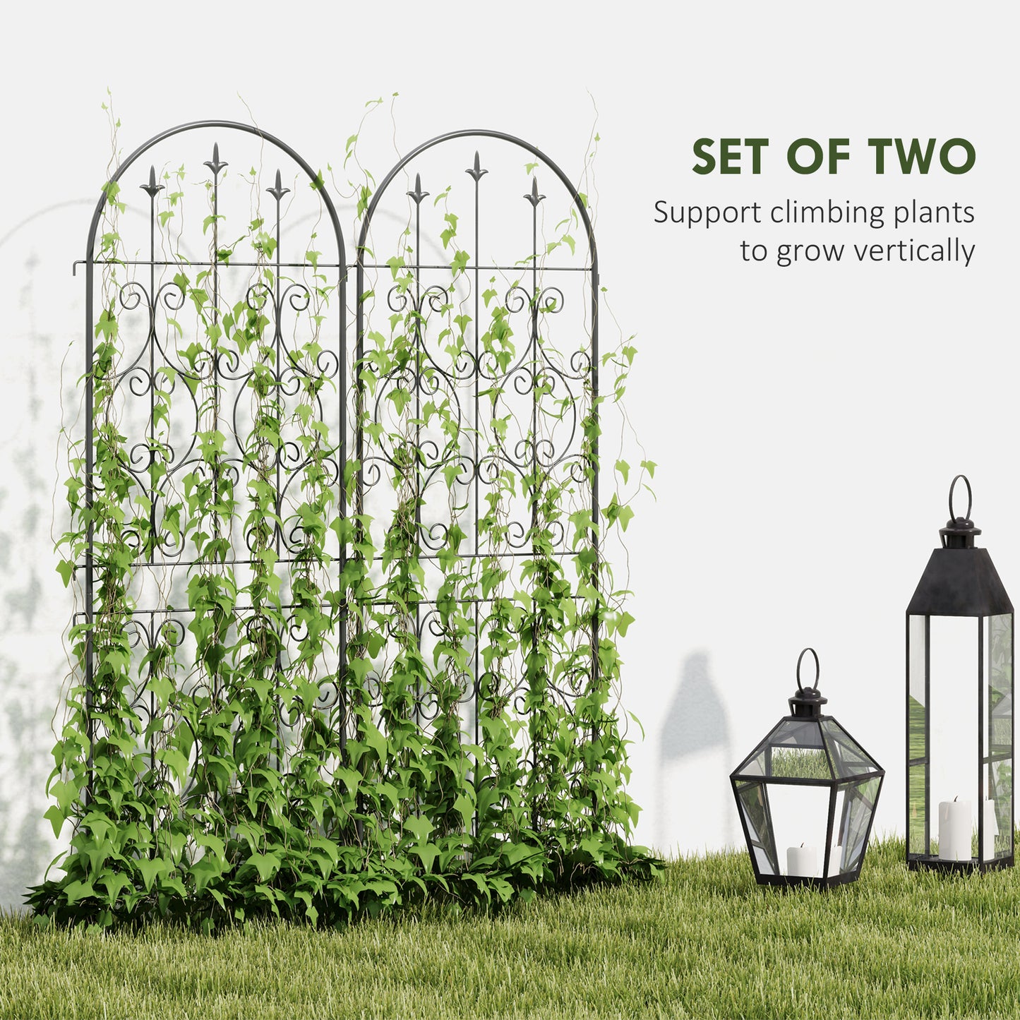 Set of 2 Metal Garden Trellis, Outdoor Trellis Panels, 150 x 50 cm