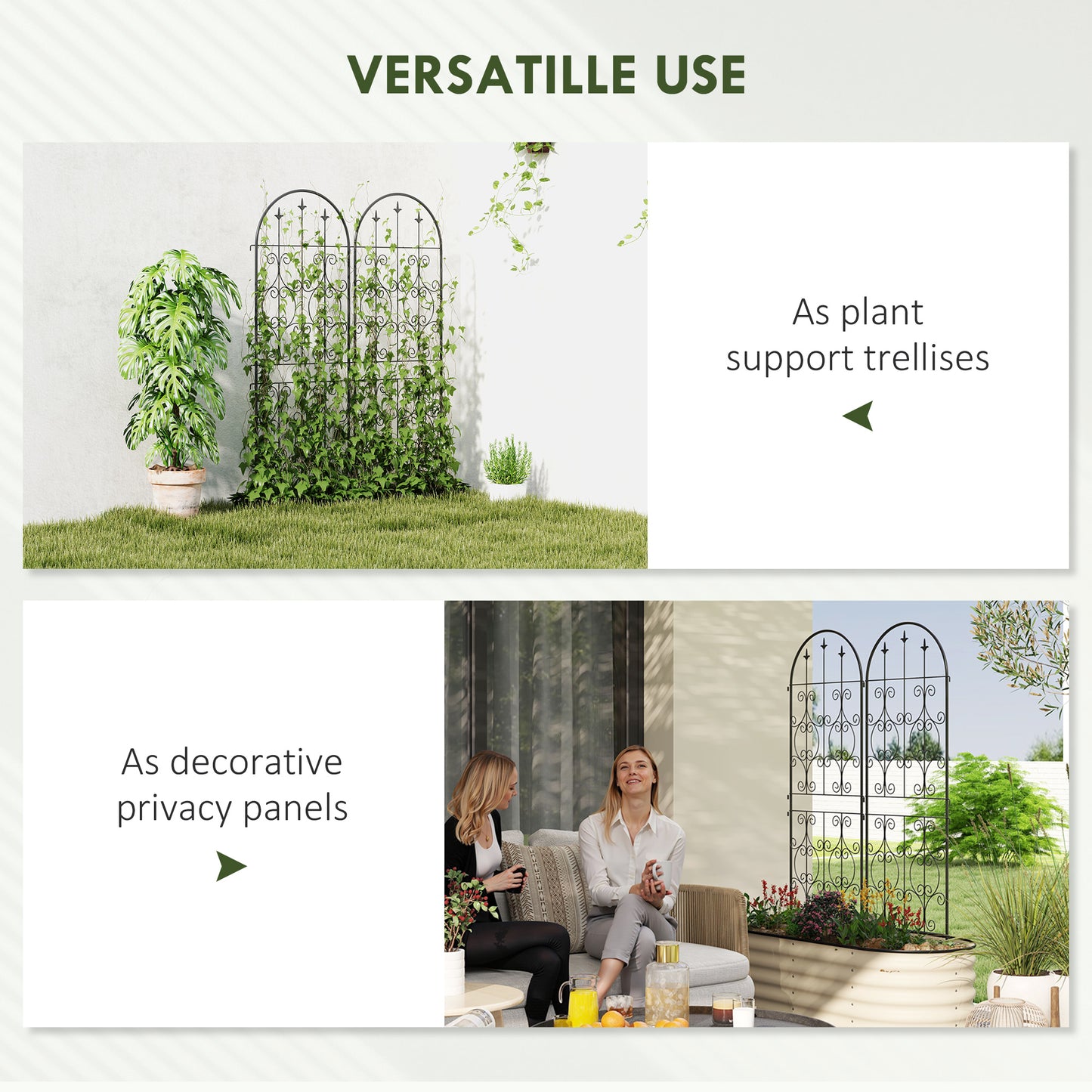 Set of 2 Metal Garden Trellis, Outdoor Trellis Panels, 150 x 50 cm
