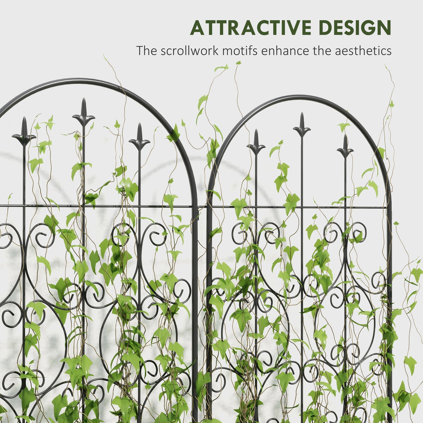 Set of 2 Metal Garden Trellis, Outdoor Trellis Panels, 150 x 50 cm