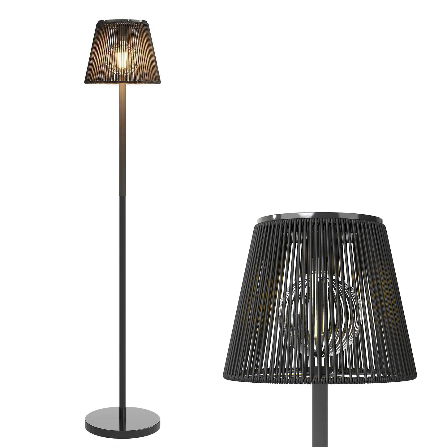 Outdoor Solar Floor Lamp, Rechargeable Floor Lamp, Black