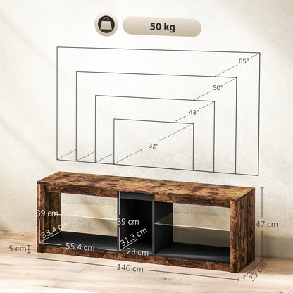 TV Stand, Entertainment Centre with LED Lights, Rustic Brown