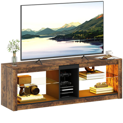 TV Stand, Entertainment Centre with LED Lights, Rustic Brown