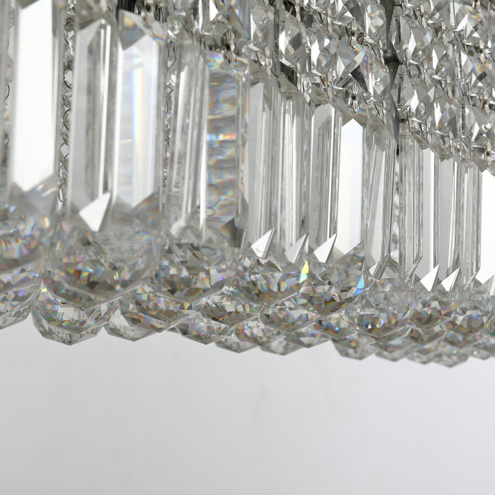 Modern Crystal Ceiling Square Crystal Chandelier for Living Room, Dining Room, Hall, E14 Base, Silver, 80 x 25 x 23cm