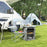 Camping Kitchen w/ Storage Cupboard, Folding Camping Table, Aluminium Picnic Table w/ Windshield, Stand, Carrying Bag